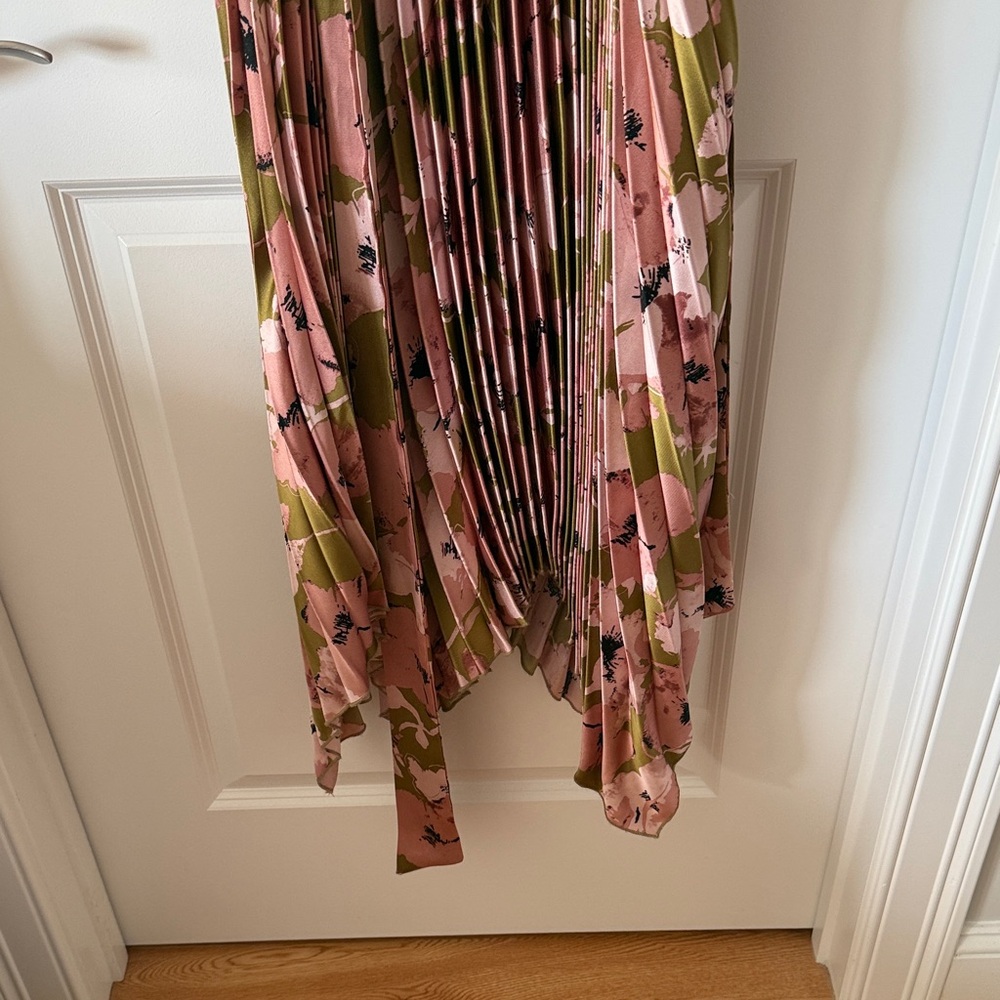 Floral Pink and Green Women's Dress - Picture 2 of 2
